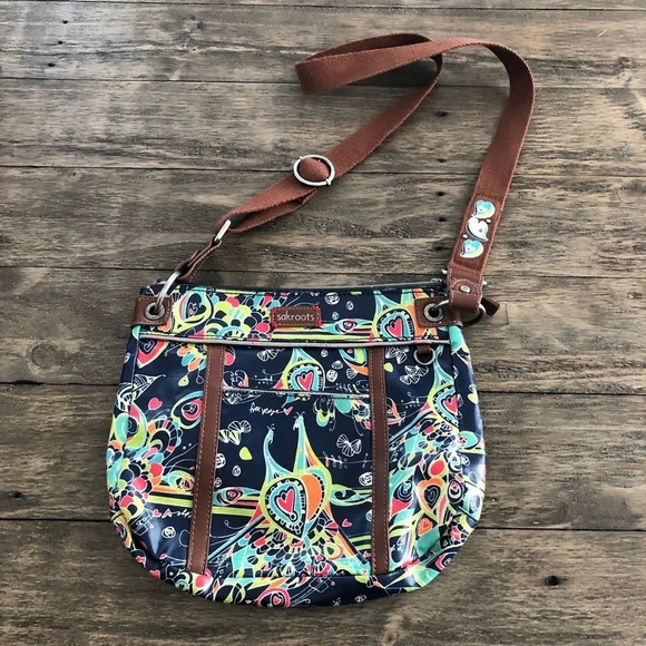 Sakroots Coated Canvas Crossbody Bag Navy Boho - Picture 1 of 8